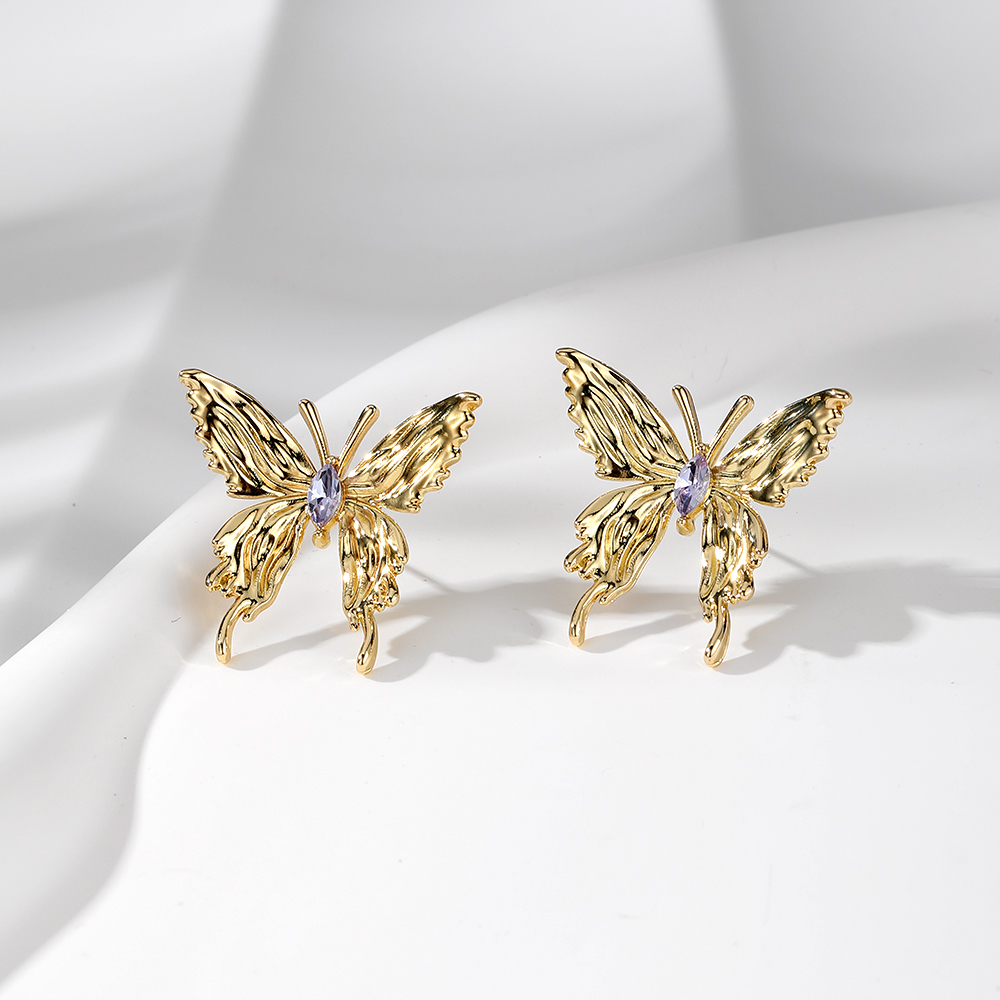 1 Pair Cute Simple Style Butterfly Alloy Ear Studs display picture 4