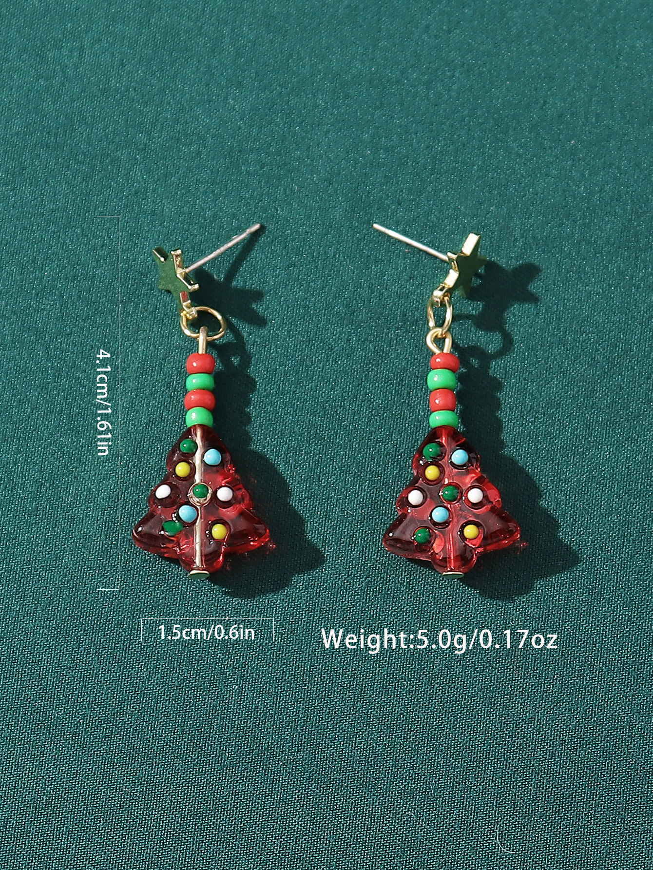 1 Pair Christmas Classic Style Christmas Tree Glass Drop Earrings display picture 7