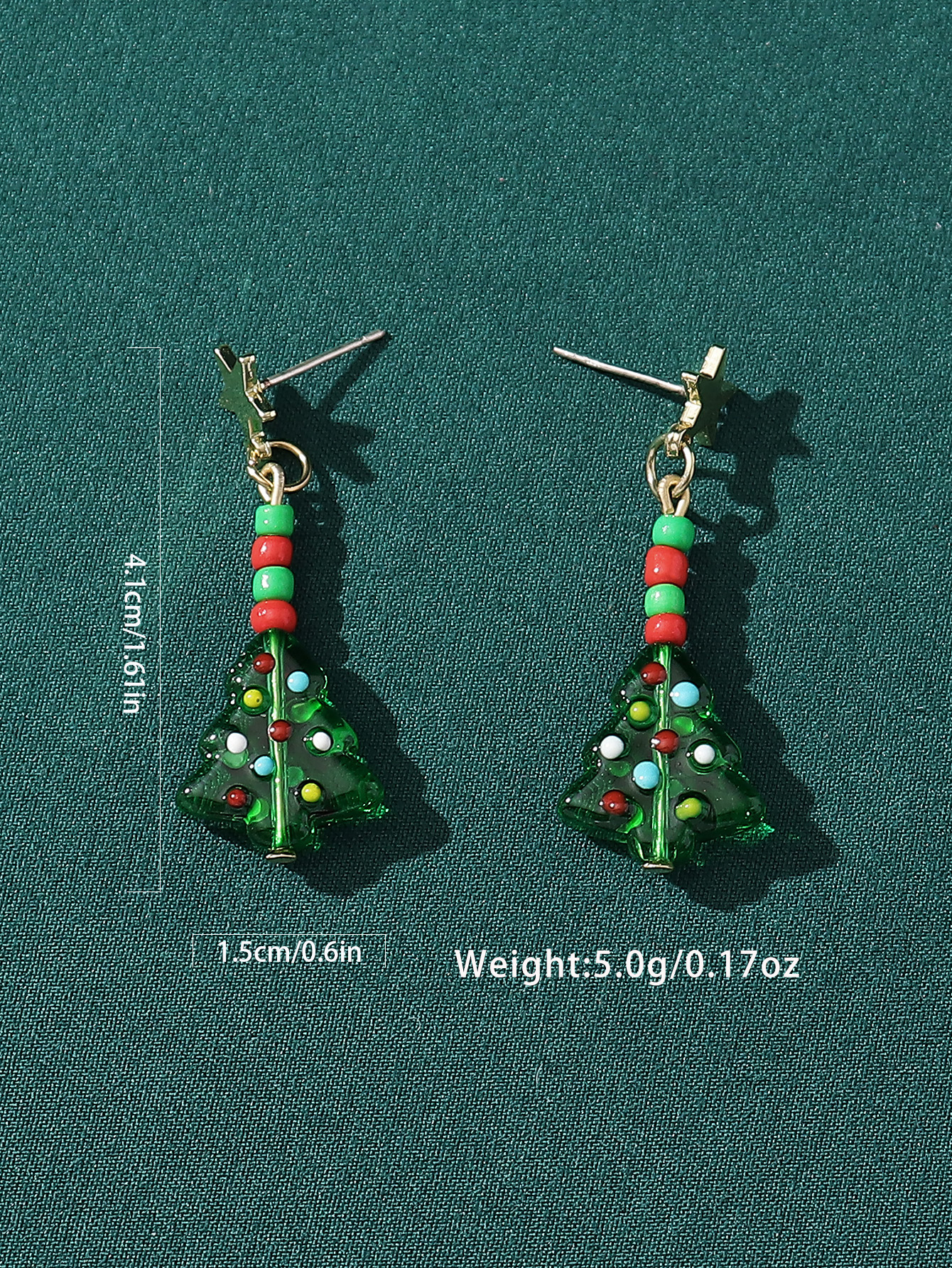 1 Pair Christmas Classic Style Christmas Tree Glass Drop Earrings display picture 8