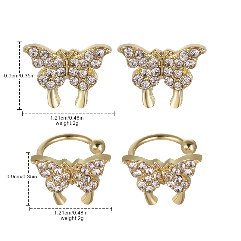 1 Set Sweet Simple Style Butterfly Rhinestone Alloy Rhinestones Ear Cuffs display picture 4