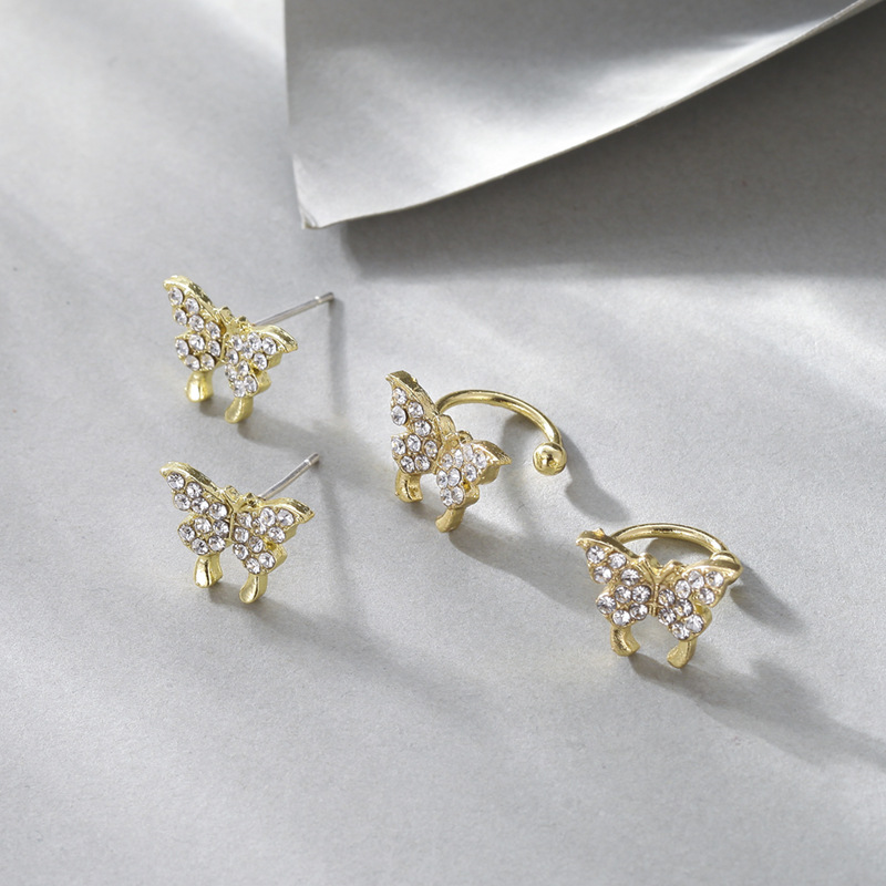 1 Set Sweet Simple Style Butterfly Rhinestone Alloy Rhinestones Ear Cuffs display picture 1