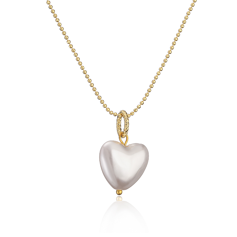 Elegant Süss Einfacher Stil Herzform Kupfer Überzug Inlay Künstliche Perlen Zirkon 18 Karat Vergoldet Ohrringe Halskette display picture 4