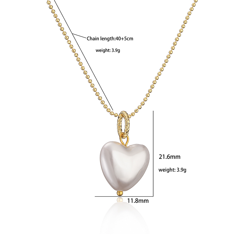 Elegant Süss Einfacher Stil Herzform Kupfer Überzug Inlay Künstliche Perlen Zirkon 18 Karat Vergoldet Ohrringe Halskette display picture 7