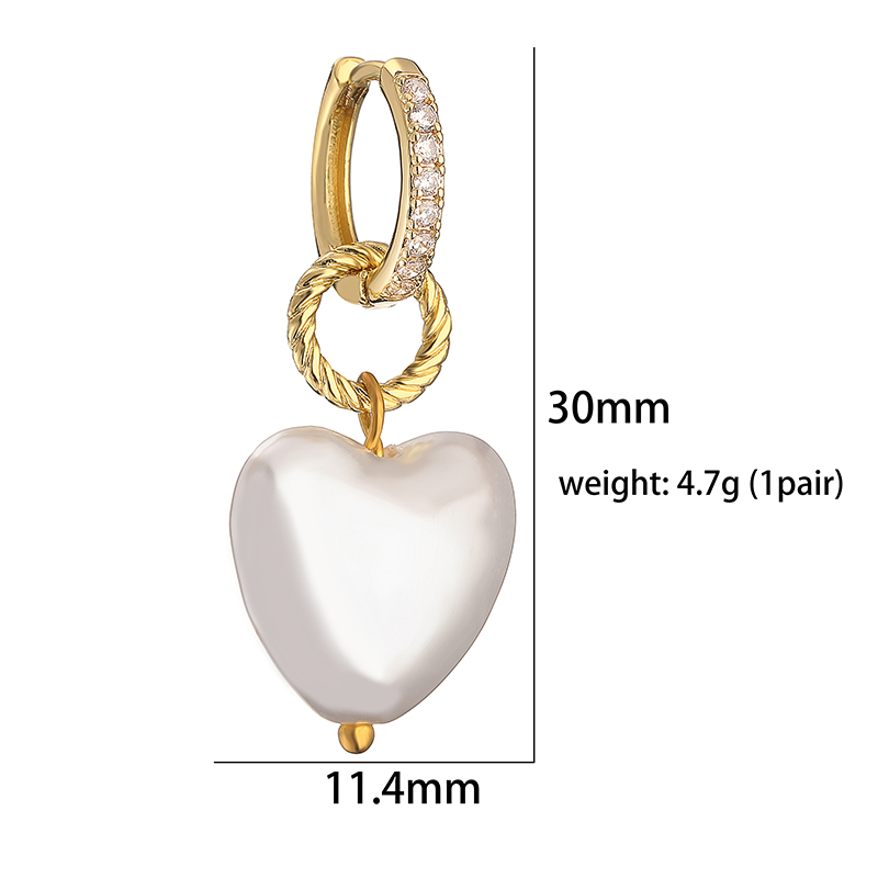 Elegant Sweet Simple Style Heart Shape Copper Plating Inlay Artificial Pearls Zircon 18k Gold Plated Earrings Necklace display picture 6