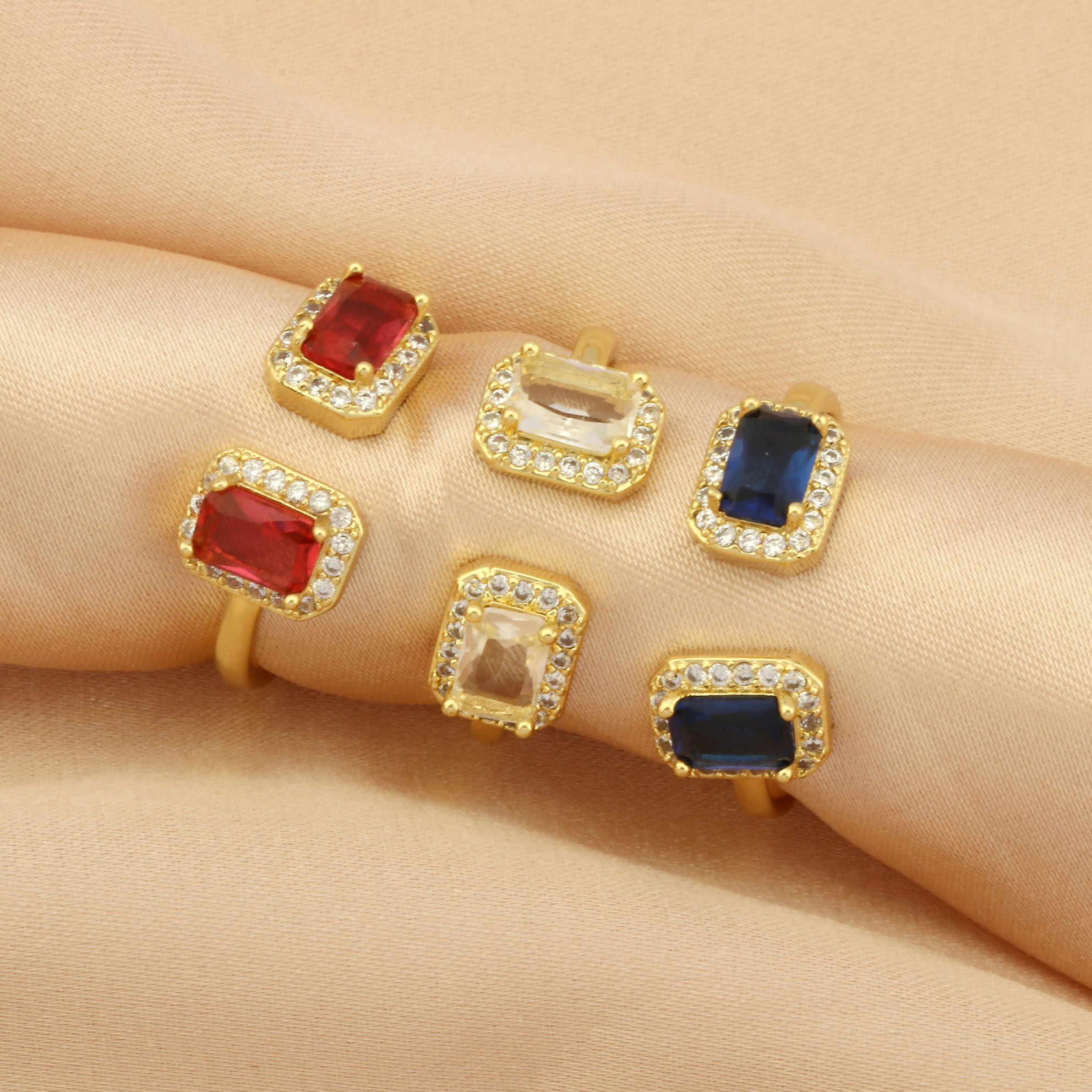 Copper 18K Gold Plated IG Style Sweet Commute Inlay Square Zircon Open Rings display picture 6