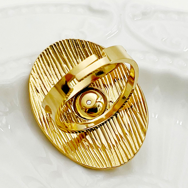 Edelstahl 304 Vergoldet Elegant Vintage-Stil Überzug Inlay Oval Perle Offener Ring display picture 2