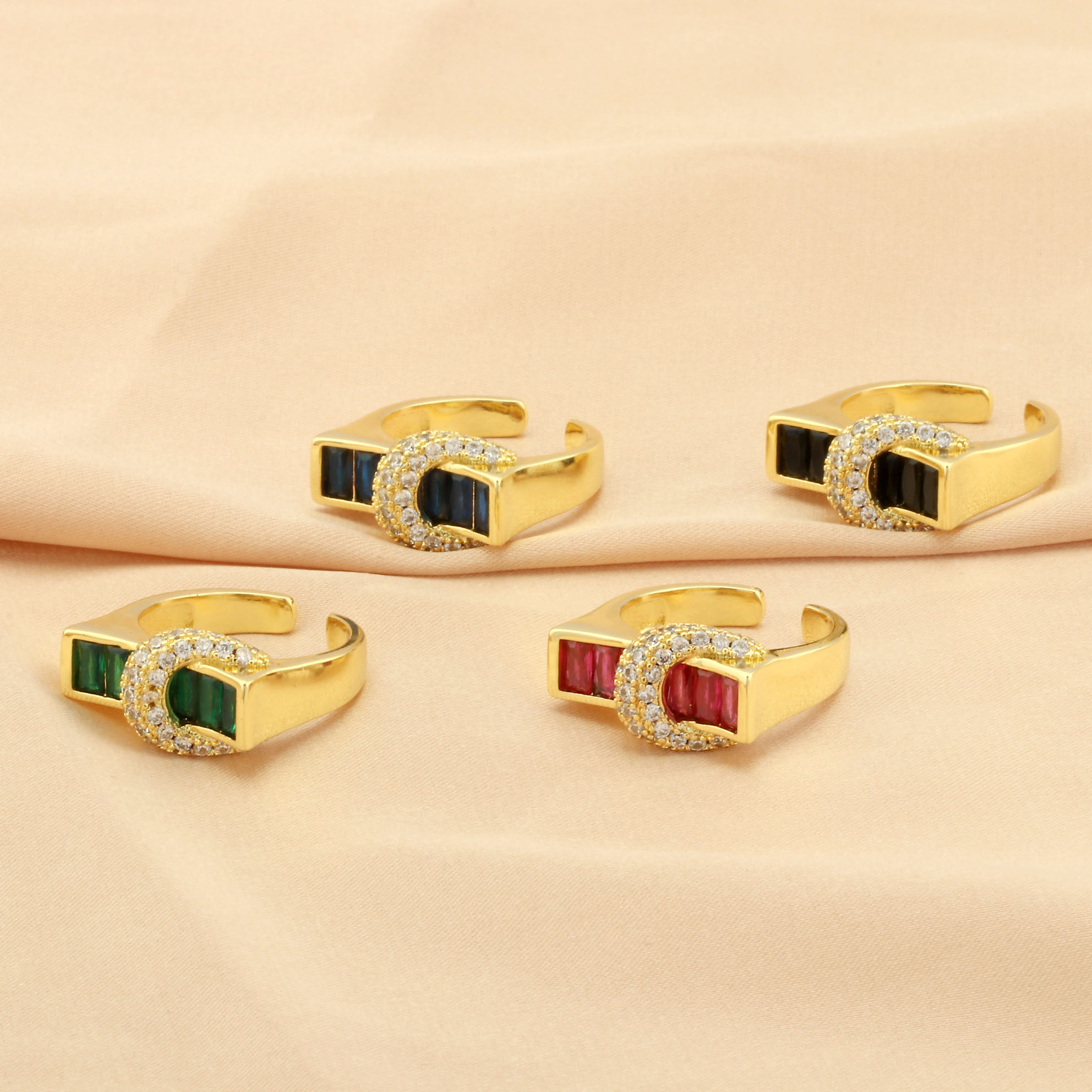 Copper 18K Gold Plated IG Style Hip-Hop Commute Inlay Buckle Zircon Open Rings display picture 6