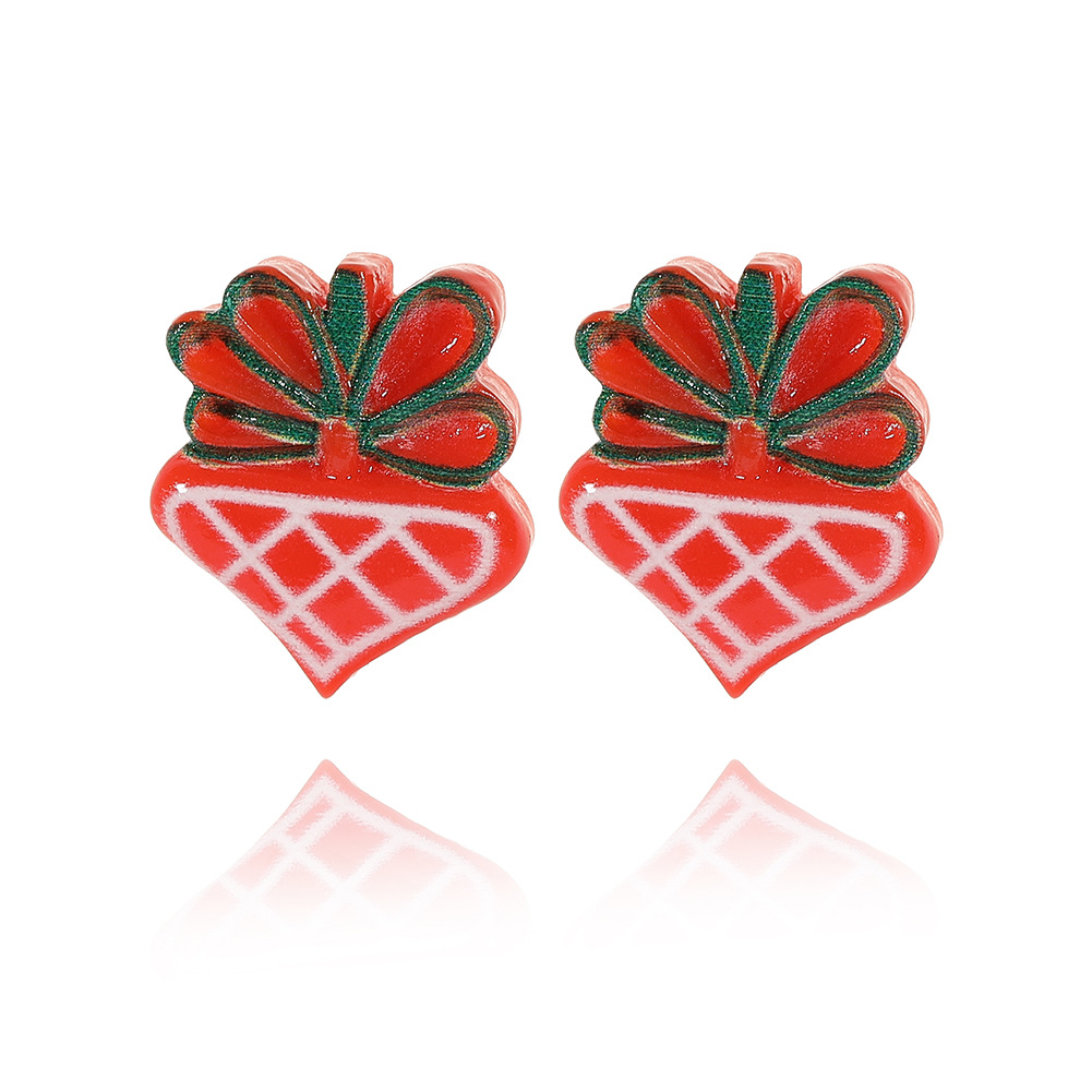 1 Pair Cute Sweet Christmas Tree Santa Claus Elk Plating Copper Ear Studs display picture 9