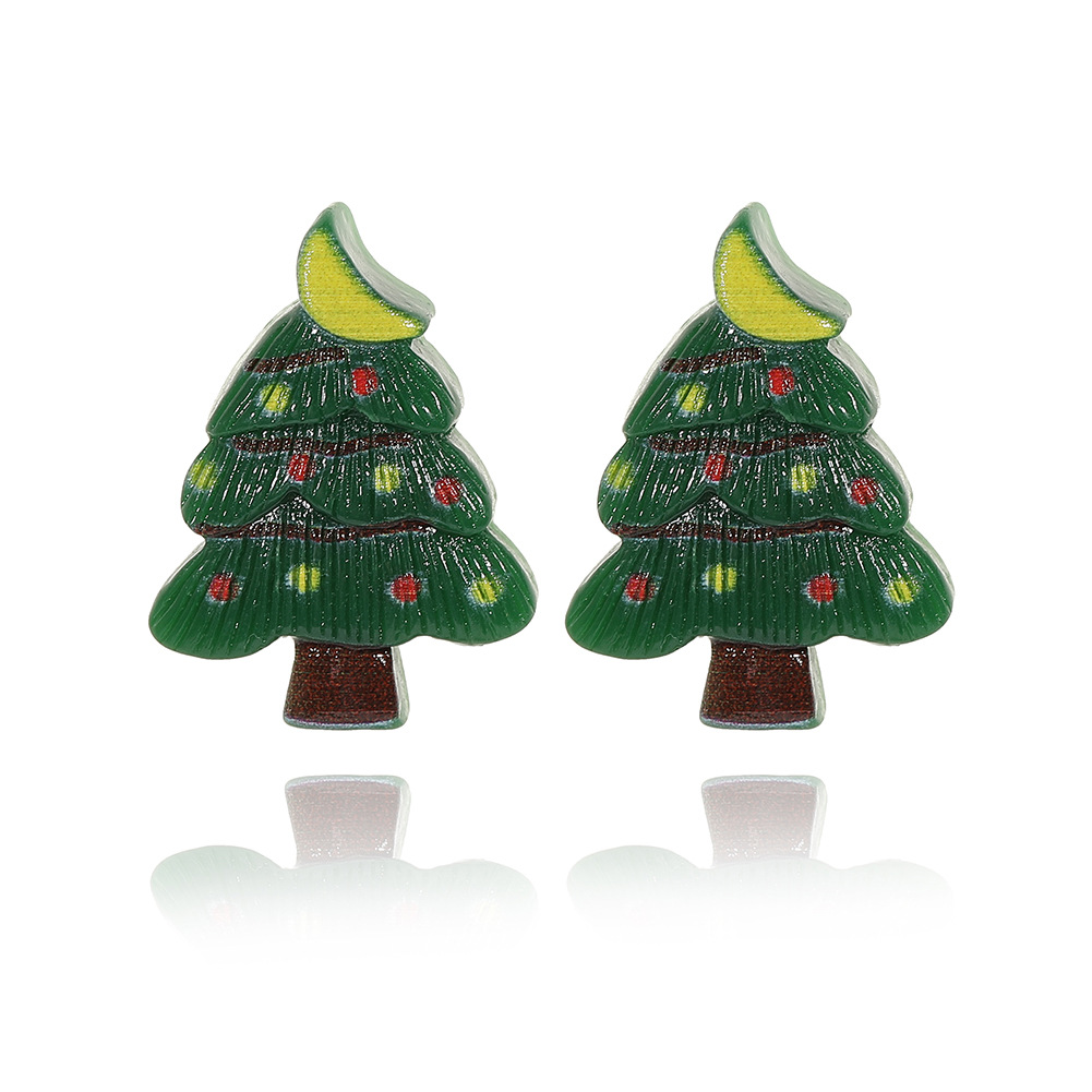 1 Pair Cute Sweet Christmas Tree Santa Claus Elk Plating Copper Ear Studs display picture 11