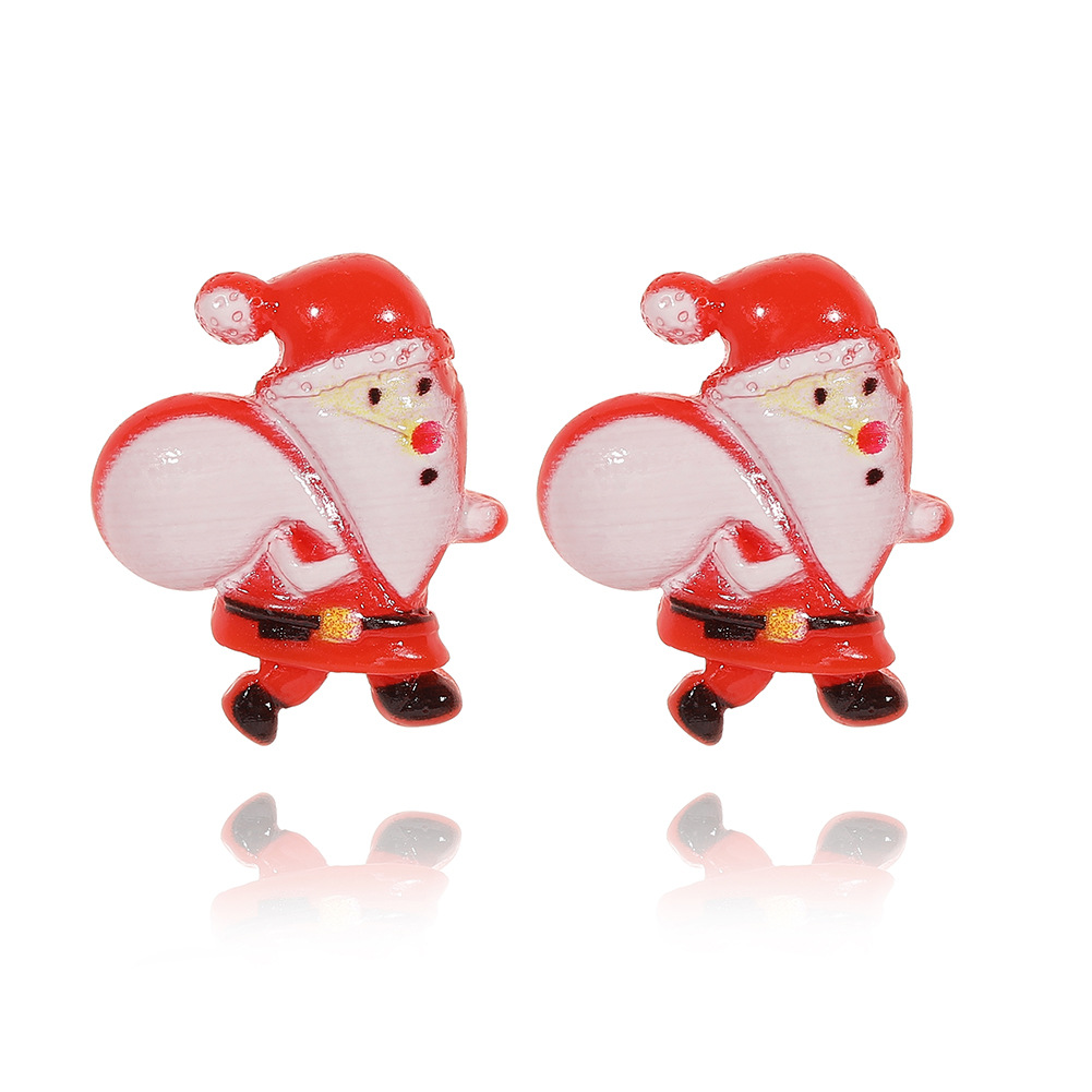 1 Pair Cute Sweet Christmas Tree Santa Claus Elk Plating Copper Ear Studs display picture 12