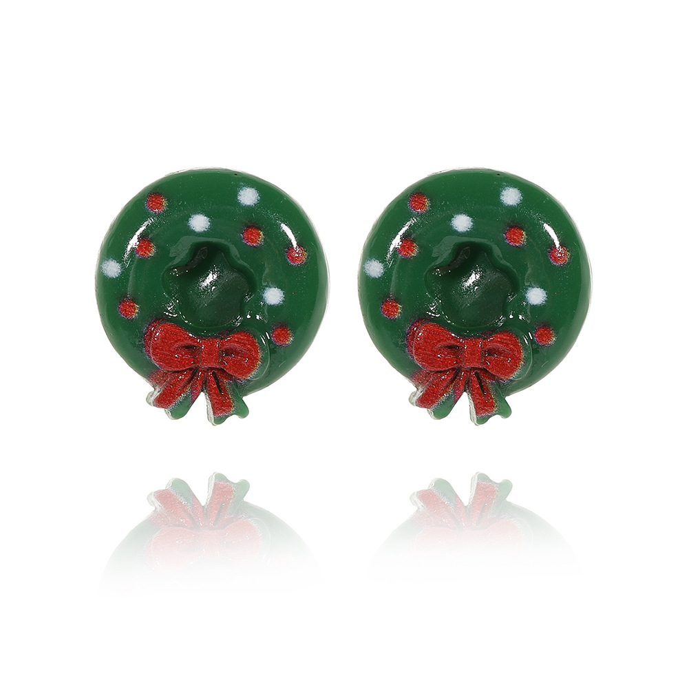 1 Pair Cute Sweet Christmas Tree Santa Claus Elk Plating Copper Ear Studs display picture 15
