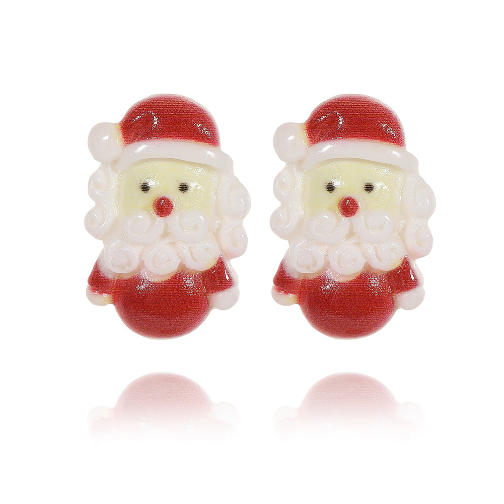 1 Pair Cute Sweet Christmas Tree Santa Claus Elk Plating Copper Ear Studs display picture 18