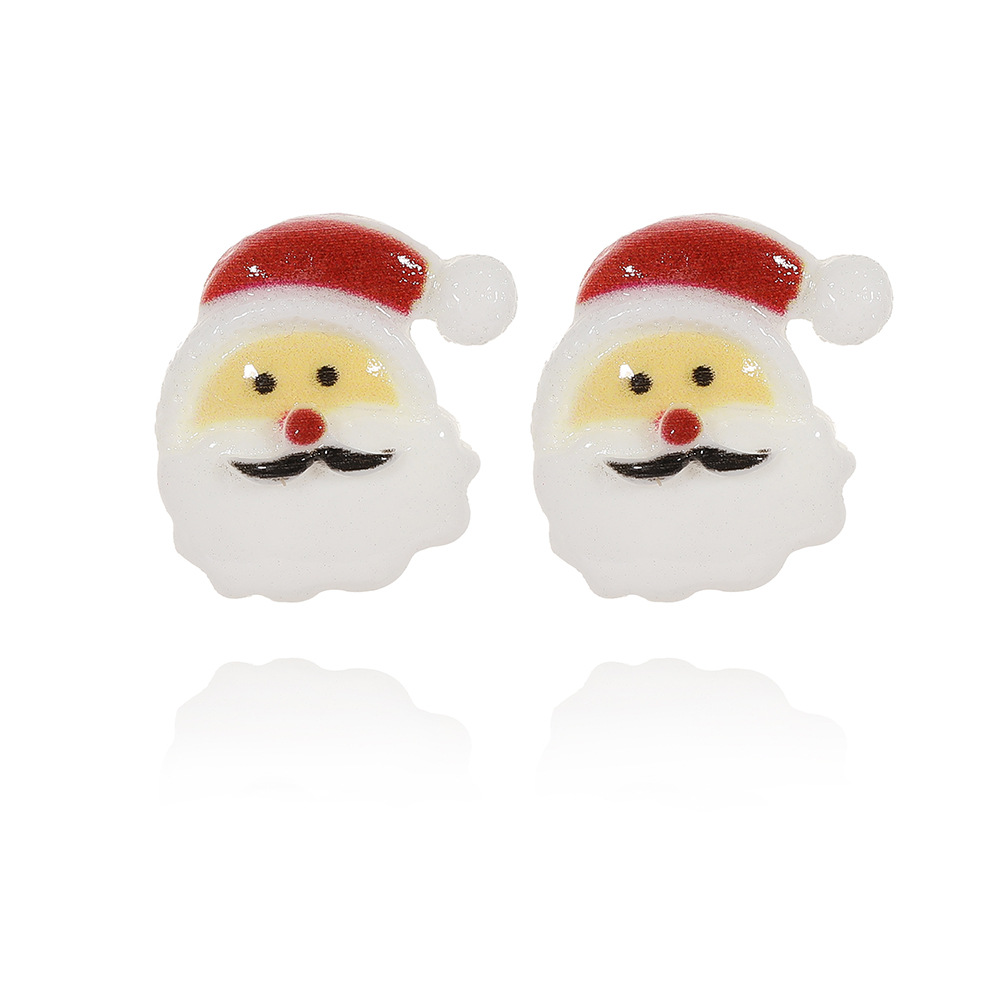 1 Pair Cute Sweet Christmas Tree Santa Claus Elk Plating Copper Ear Studs display picture 19