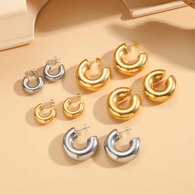 1 Pair Classic Style Streetwear Geometric Plating 304 Stainless Steel Earrings display picture 1