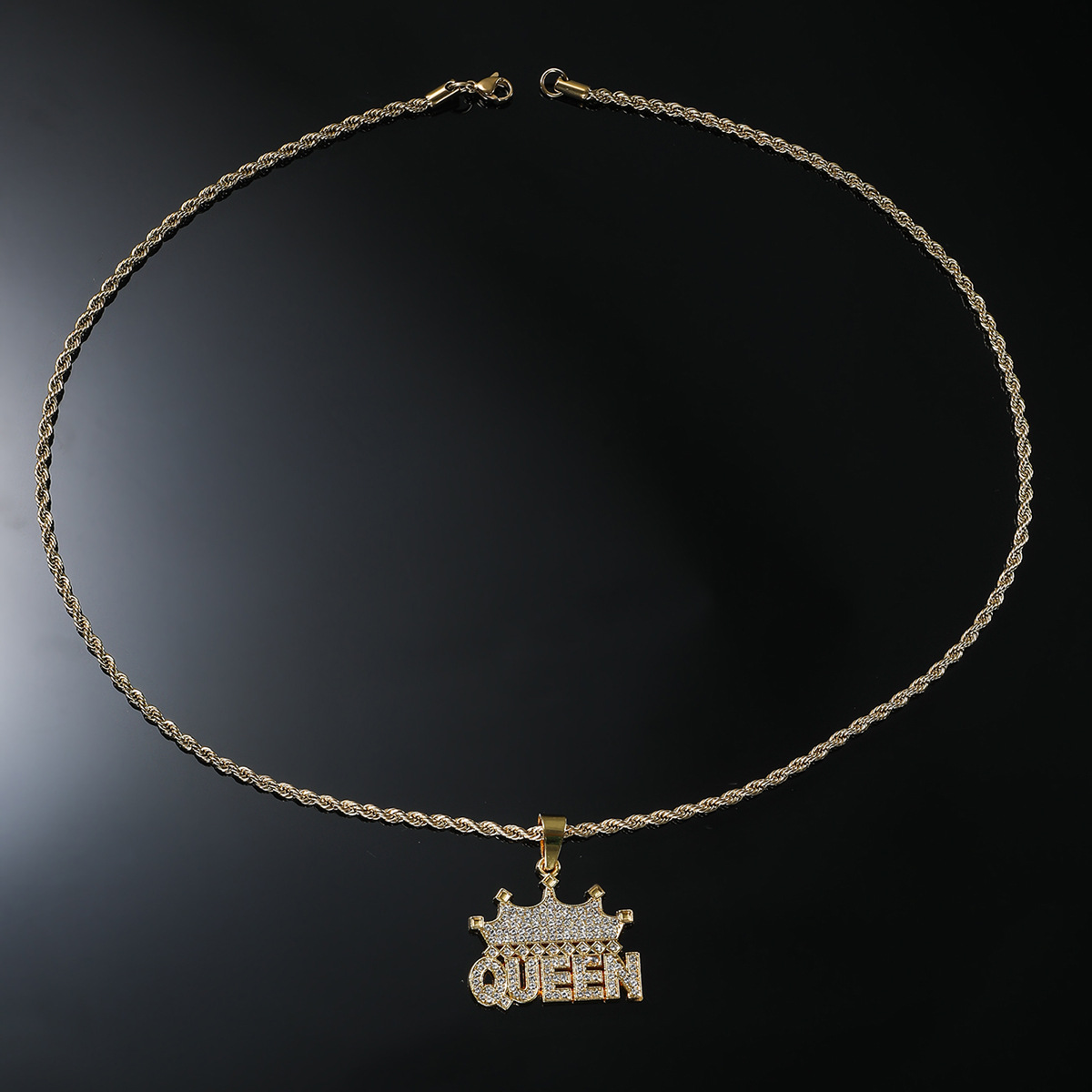 Hip-hop Vintage Style Letter Crown Alloy Inlay Rhinestones Men's Long Necklace display picture 6