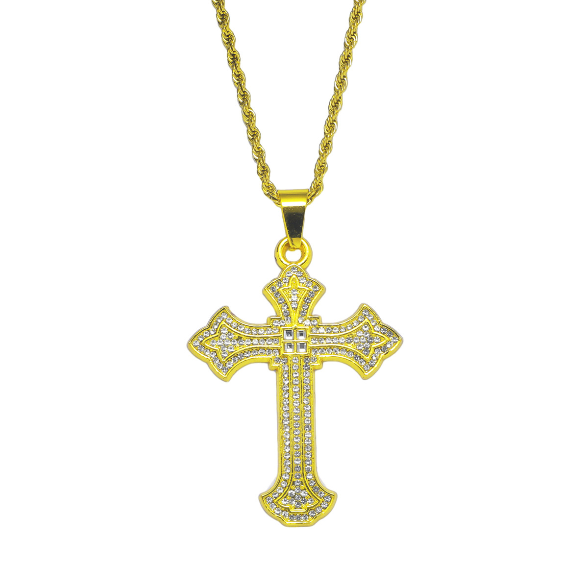 Hip-hop Vintage Style Cross Alloy Inlay Rhinestones Men's Long Necklace display picture 1