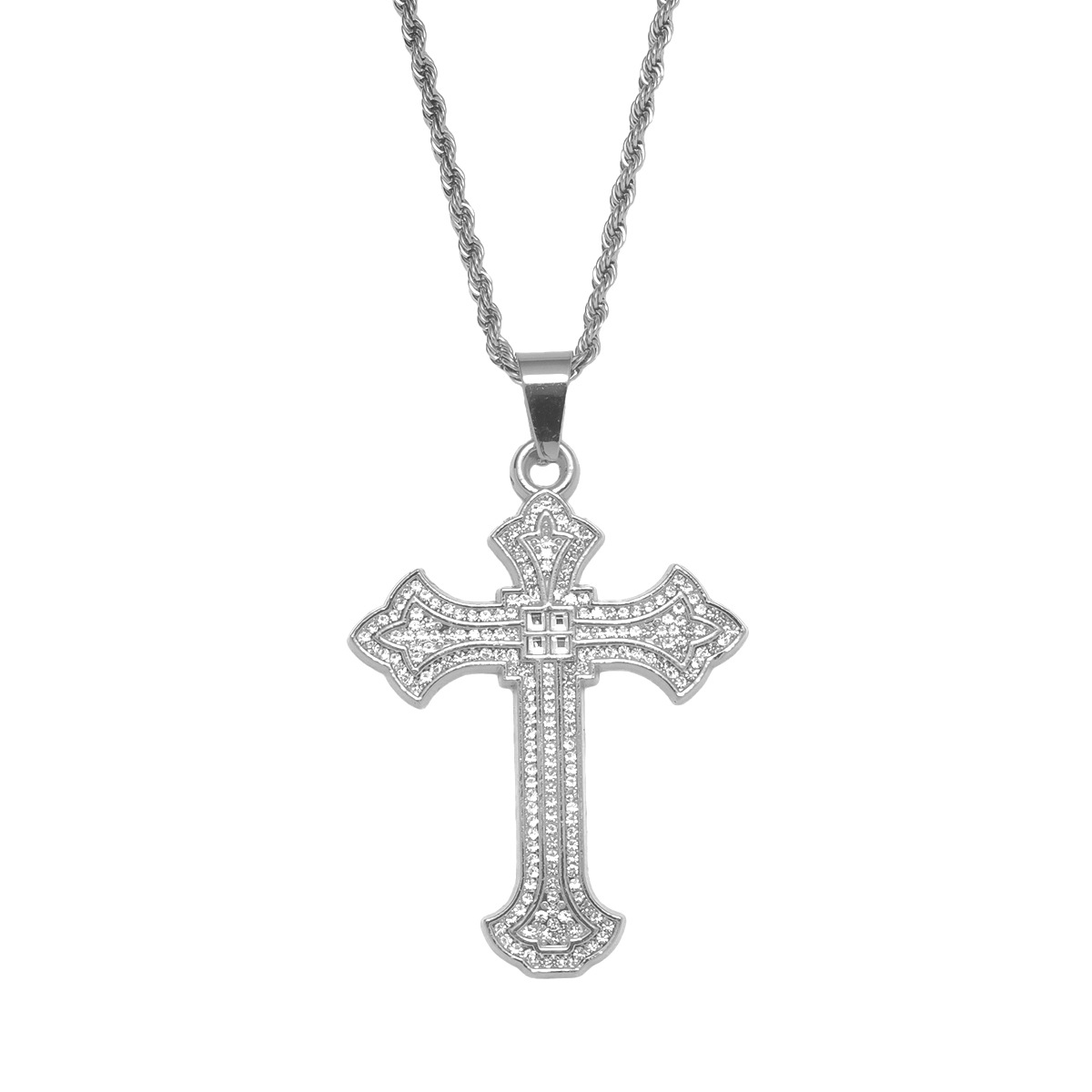 Hip-hop Vintage Style Cross Alloy Inlay Rhinestones Men's Long Necklace display picture 2