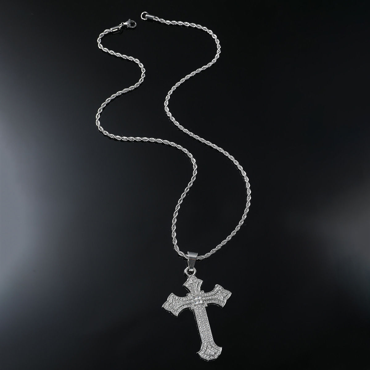 Hip-hop Vintage Style Cross Alloy Inlay Rhinestones Men's Long Necklace display picture 8