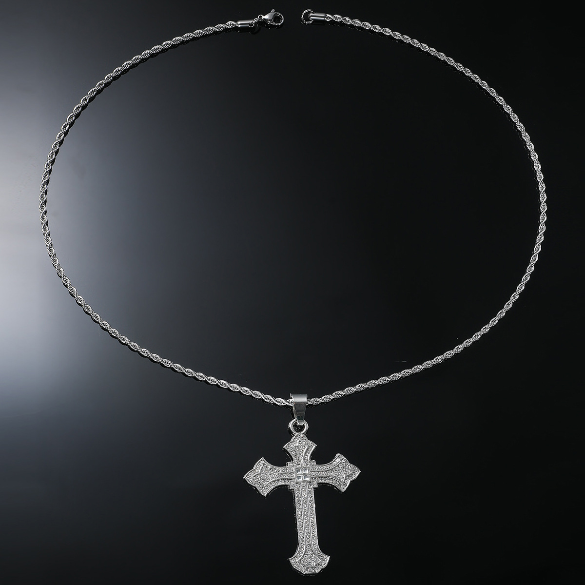 Hip-hop Vintage Style Cross Alloy Inlay Rhinestones Men's Long Necklace display picture 10