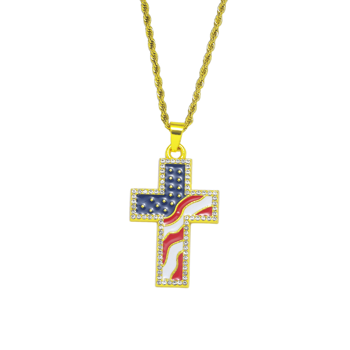 Hip-hop Vintage Style Cross Stainless Steel Alloy Inlay Rhinestones Men's Long Necklace display picture 1