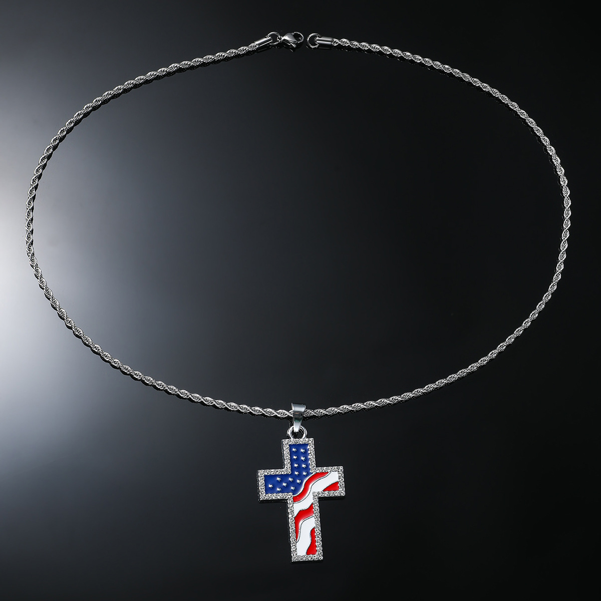 Hip-hop Vintage Style Cross Stainless Steel Alloy Inlay Rhinestones Men's Long Necklace display picture 9