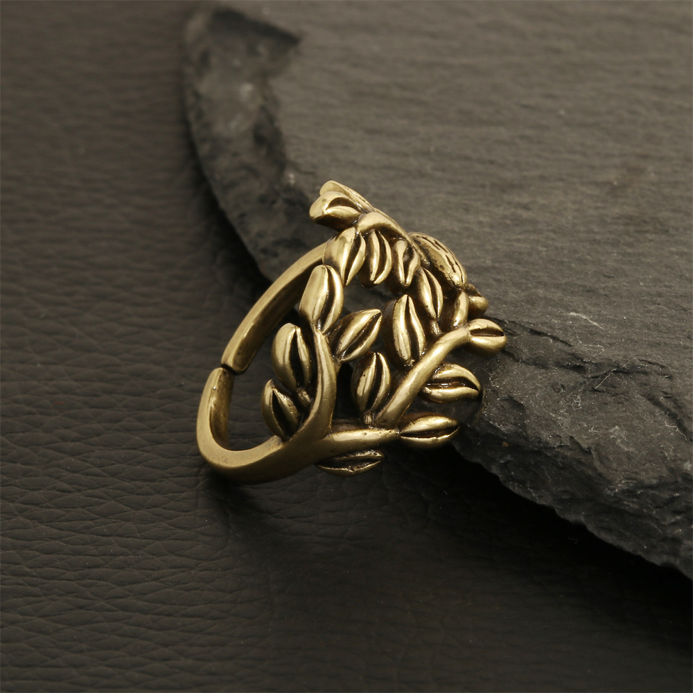 Hip-hop Vintage Style Leaves Anchor Copper Plating 18k Gold Plated Open Rings display picture 6