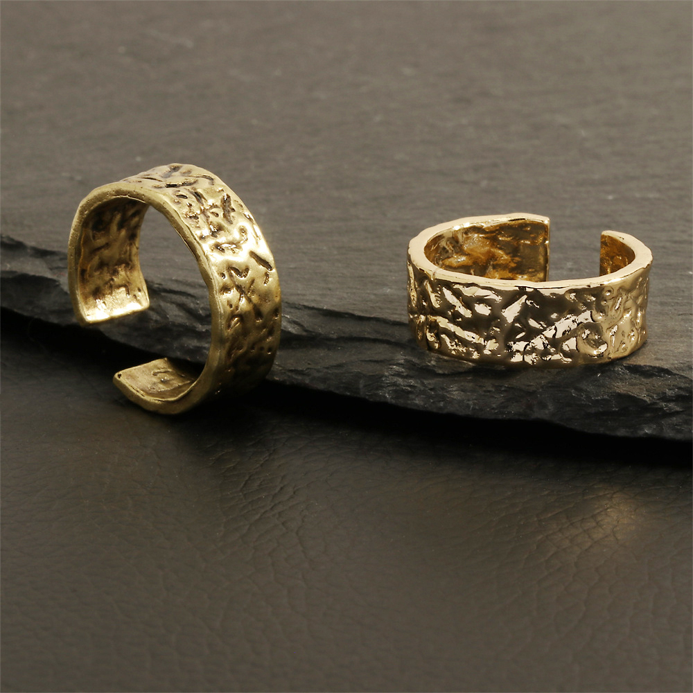 Hip-hop Vintage Style Leaves Anchor Copper Plating 18k Gold Plated Open Rings display picture 8