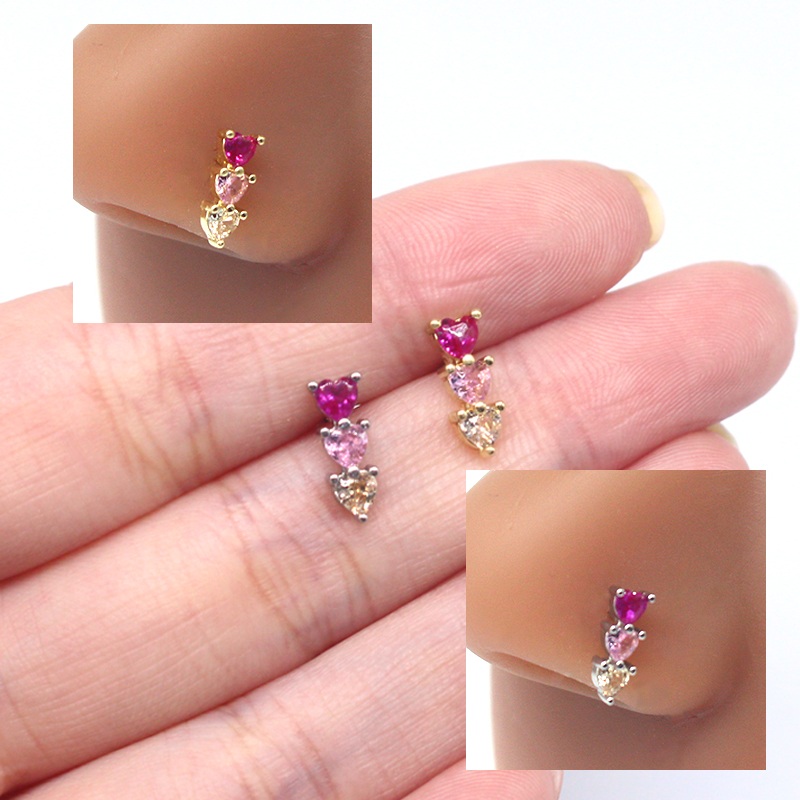 Simple Style Leaf Stainless Steel Aluminium Alloy Plating Inlay Diamond Zircon White Gold Plated Gold Plated Ear Studs Nose Ring display picture 10