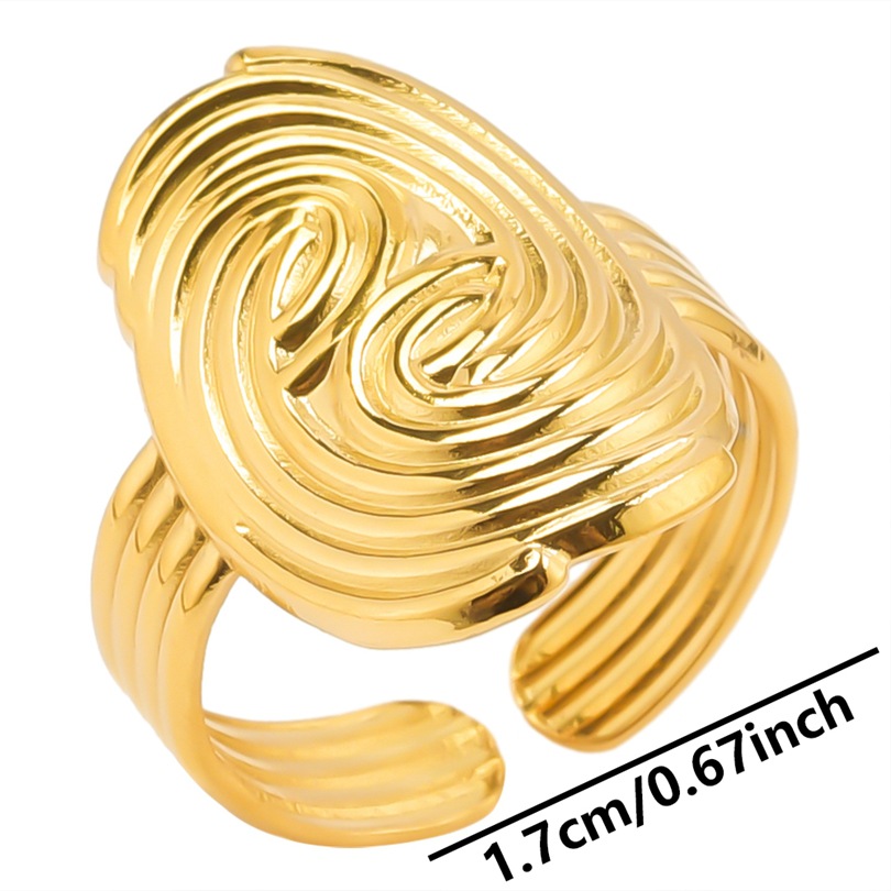 Wholesale Vintage Style Fingerprint Solid Color Stainless Steel Plating Open Rings display picture 8