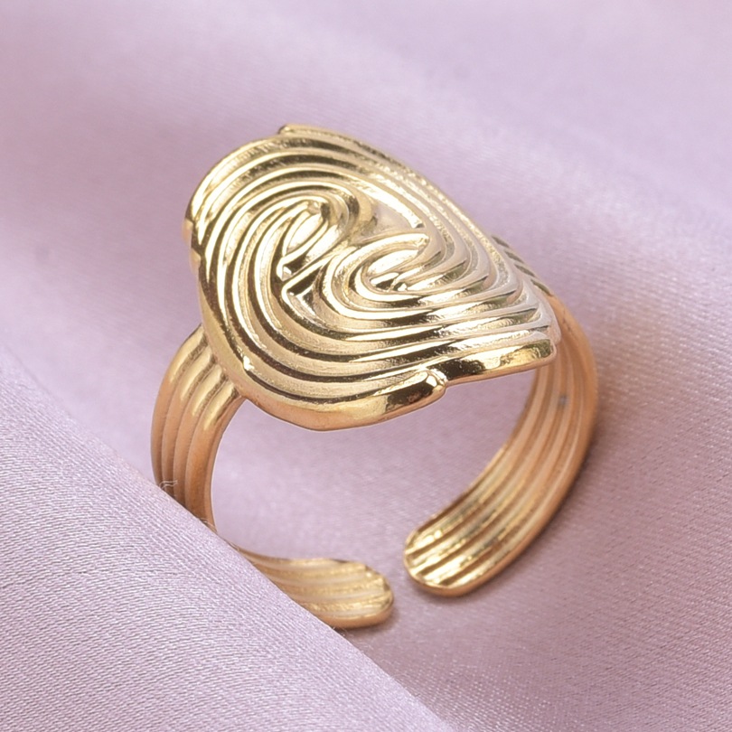 Wholesale Vintage Style Fingerprint Solid Color Stainless Steel Plating Open Rings display picture 9