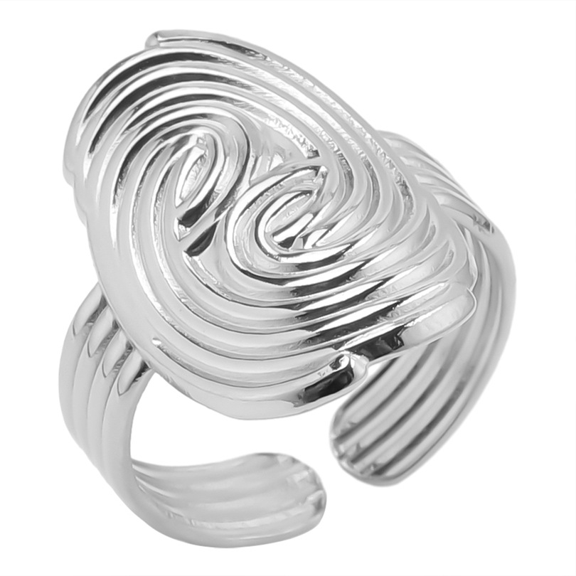 Wholesale Vintage Style Fingerprint Solid Color Stainless Steel Plating Open Rings display picture 13