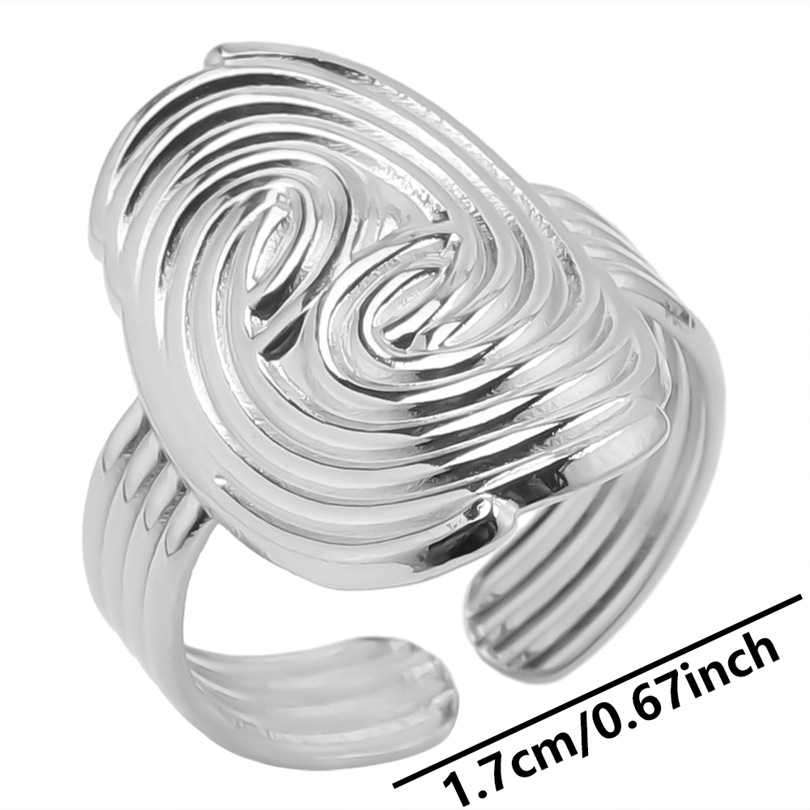 Wholesale Vintage Style Fingerprint Solid Color Stainless Steel Plating Open Rings display picture 14