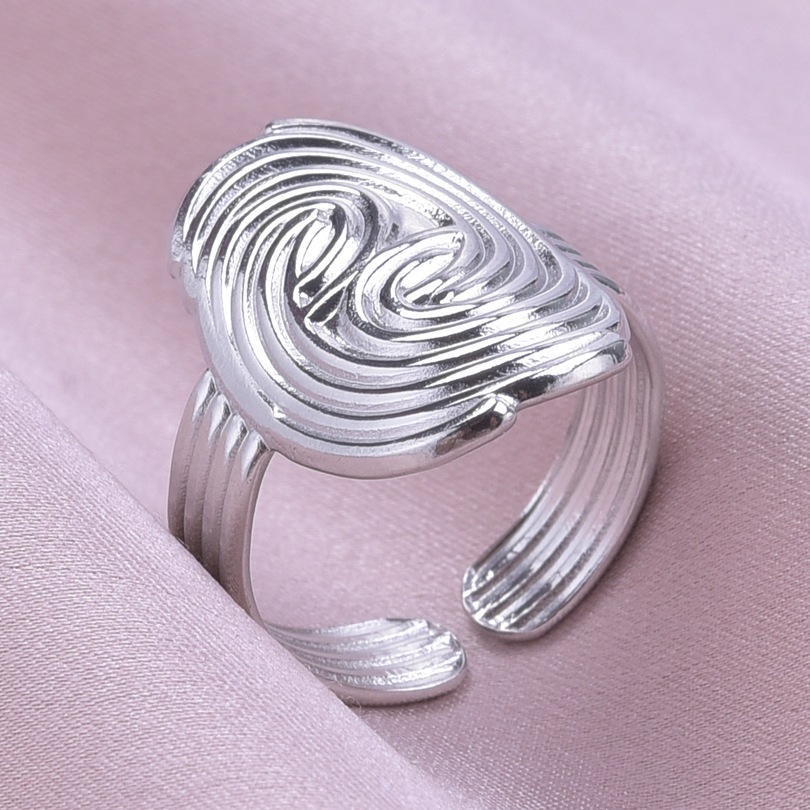 Wholesale Vintage Style Fingerprint Solid Color Stainless Steel Plating Open Rings display picture 15