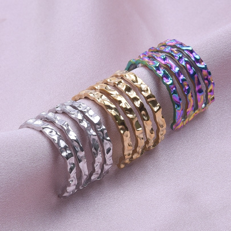 Wholesale Vintage Style Simple Style Solid Color Texture Stainless Steel Plating Open Rings display picture 5