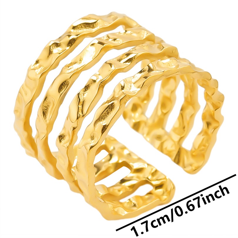Wholesale Vintage Style Simple Style Solid Color Texture Stainless Steel Plating Open Rings display picture 8