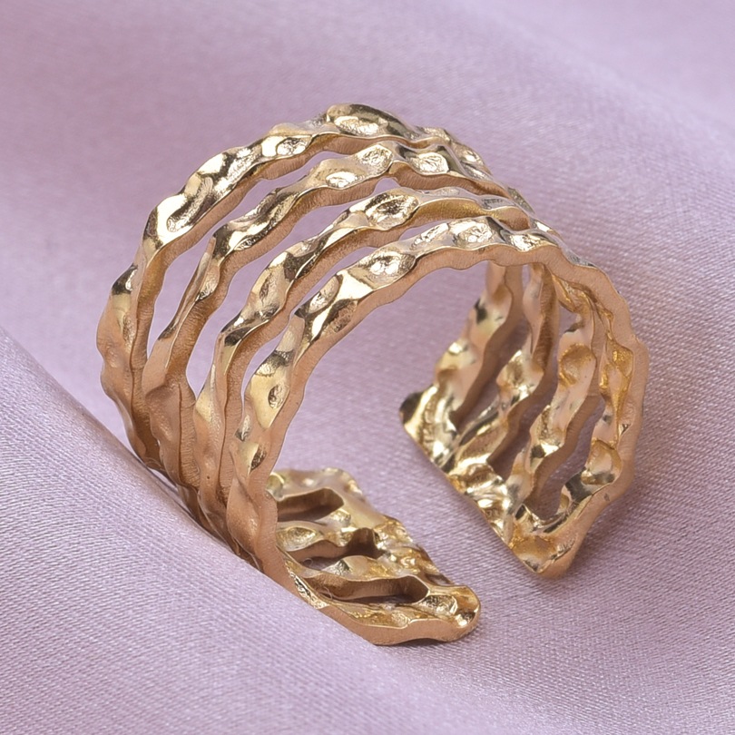 Wholesale Vintage Style Simple Style Solid Color Texture Stainless Steel Plating Open Rings display picture 9