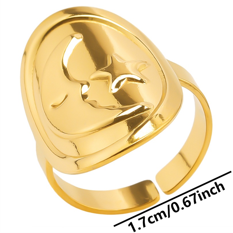 Wholesale Vintage Style Star Moon Stainless Steel Plating Open Rings display picture 8