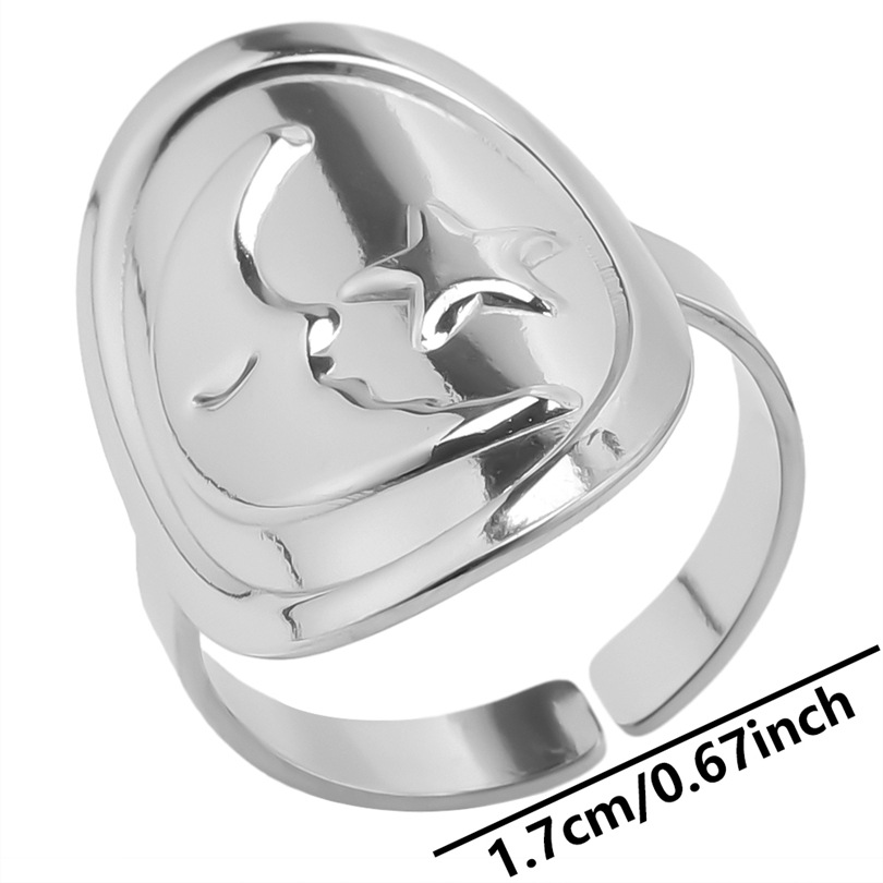 Wholesale Vintage Style Star Moon Stainless Steel Plating Open Rings display picture 14