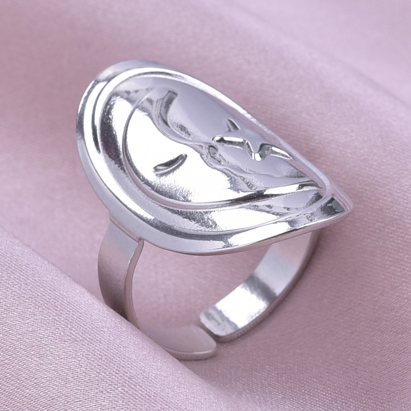 Wholesale Vintage Style Star Moon Stainless Steel Plating Open Rings display picture 15