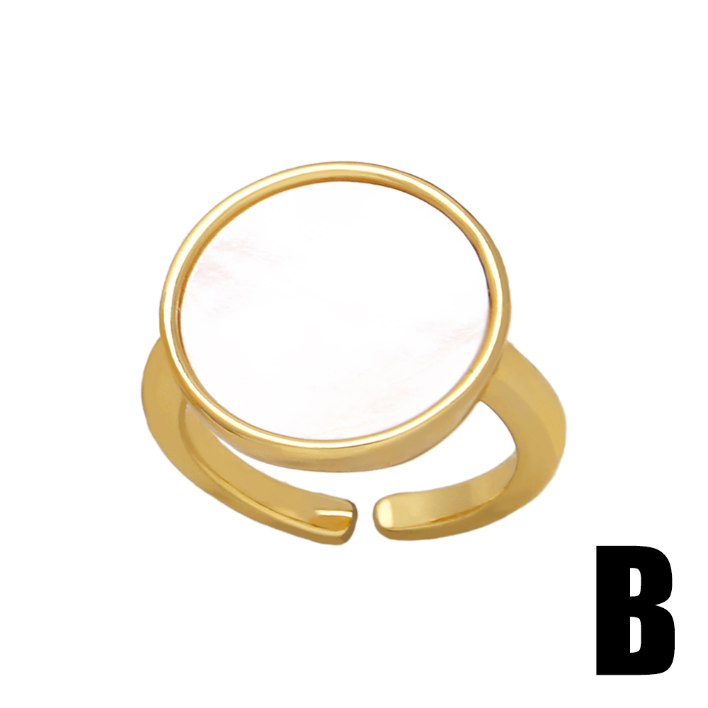 Ig Style Simple Style Geometric Copper Plating Inlay Shell 18k Gold Plated Open Rings display picture 4