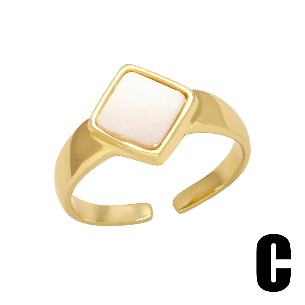 Ig Style Simple Style Geometric Copper Plating Inlay Shell 18k Gold Plated Open Rings display picture 5