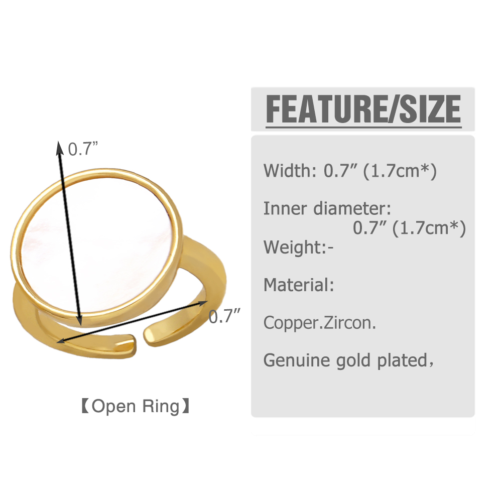 Ig Style Simple Style Geometric Copper Plating Inlay Shell 18k Gold Plated Open Rings display picture 1