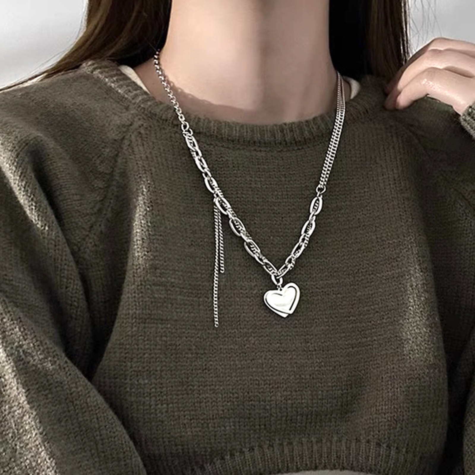 Hip-hop Rock Heart Shape Alloy Women's Pendant Necklace display picture 5