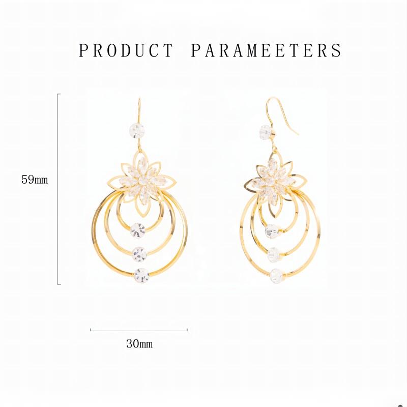Wholesale Jewelry Vintage Style Circle Flower Copper Alloy Artificial Rhinestones Zircon 18k Gold Plated Plating Inlay Drop Earrings display picture 1