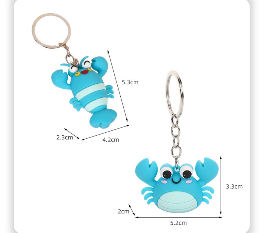 Cute Crab Lobster Pvc Metal Women's Bag Pendant Keychain display picture 5