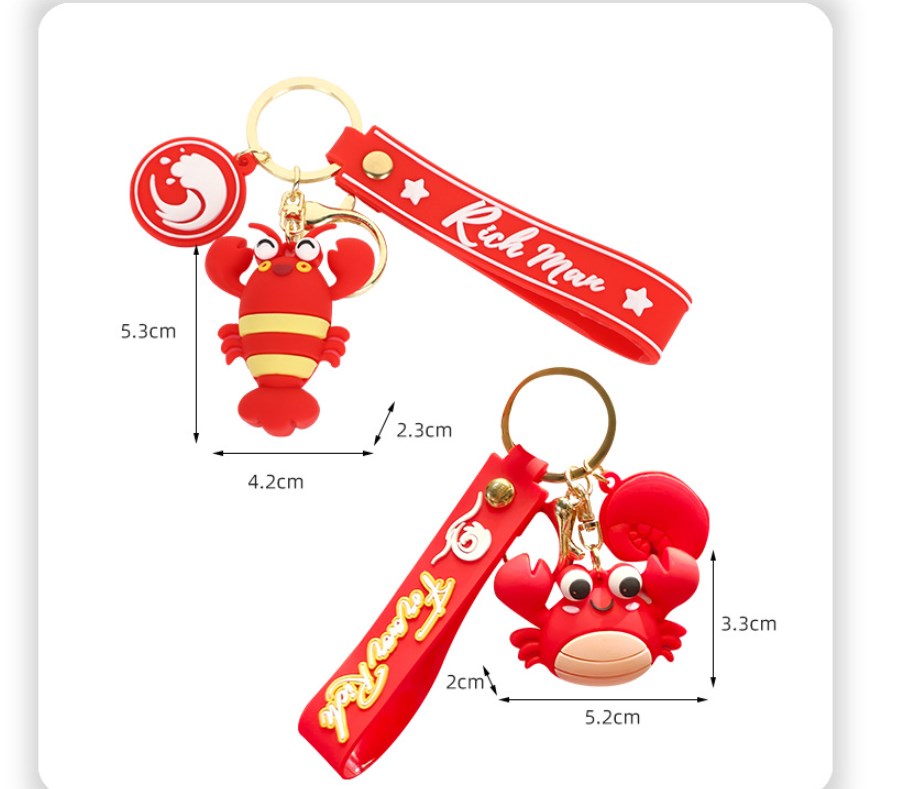 Cute Crab Lobster Pvc Metal Women's Bag Pendant Keychain display picture 4