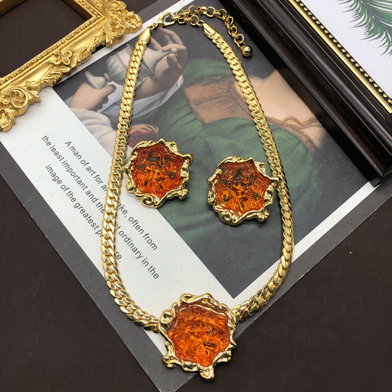 Vintage Style Simple Style Irregular Color Block Resin Alloy Wholesale Jewelry Set display picture 1