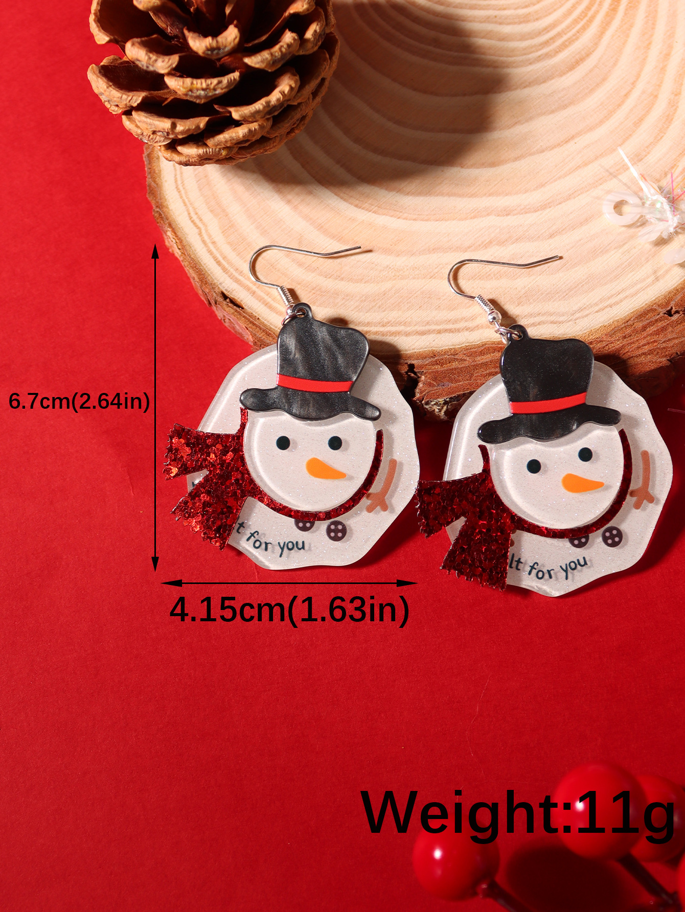 1 Pair Lady Snowman Resin Drop Earrings display picture 1