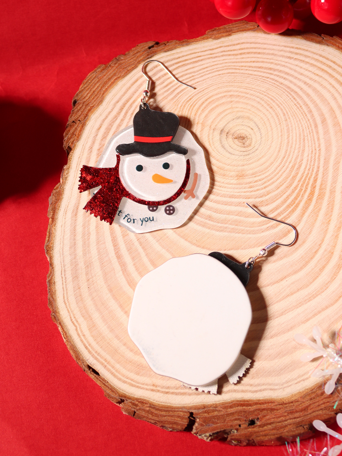 1 Pair Lady Snowman Resin Drop Earrings display picture 4