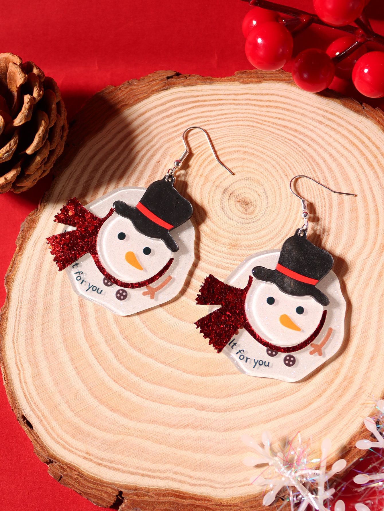 1 Pair Lady Snowman Resin Drop Earrings display picture 5